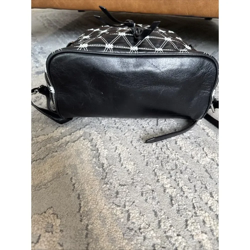 Michael Kors Rhea Quilted Leather Medium Backpack Black And White